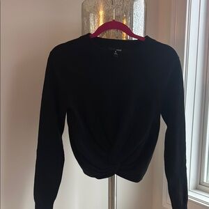 Aqua Cashmere Black Twist-Front Sweatshirt